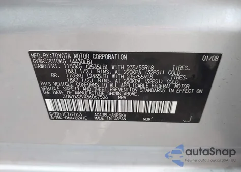 2008 Toyota Rav4 Sport z USA, uszkodzony, nr VIN JTMZD32VX86067526